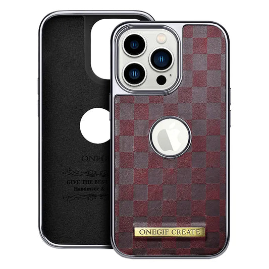 PULOKA PU Leather Business Style Custom Phone Cover Cases for iPhone Wine